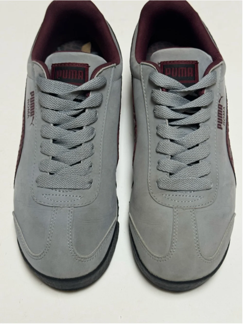 Puma Women’s Roma Gray Burgundy Animal Print Sneakers Sz 7.5